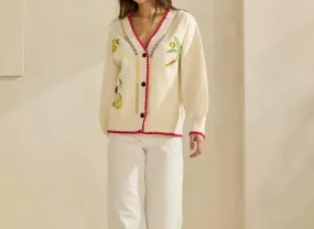 Able - Embroidered V-neck Cardigan
