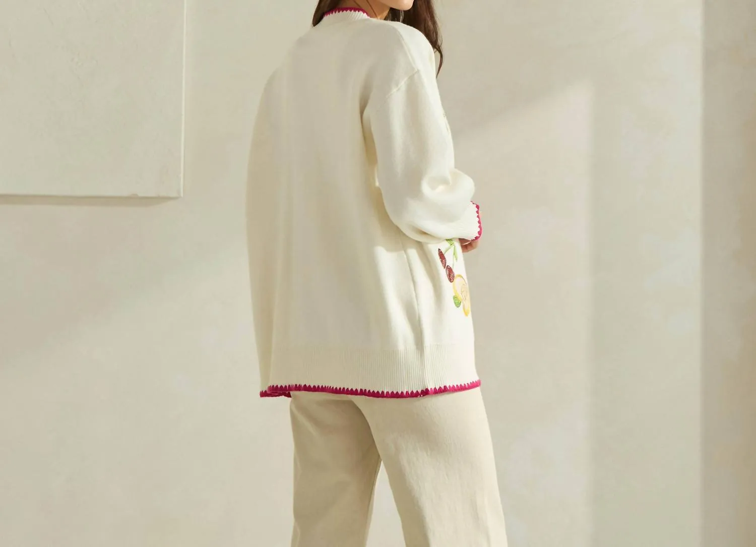 Able - Embroidered V-neck Cardigan