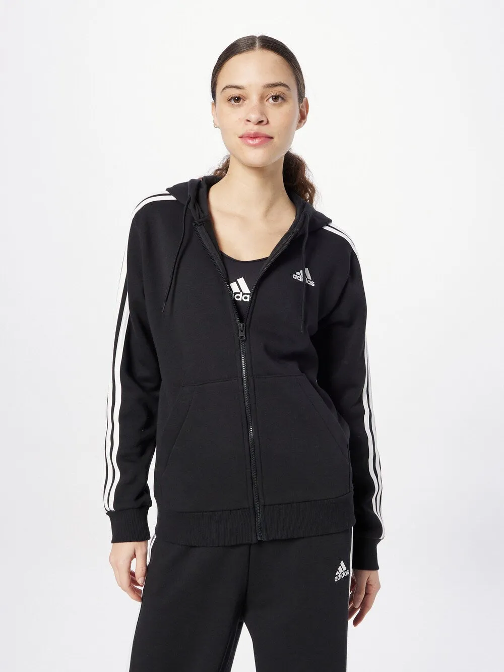 Adidas Essentials Zip Sports Sweatshirt, Black