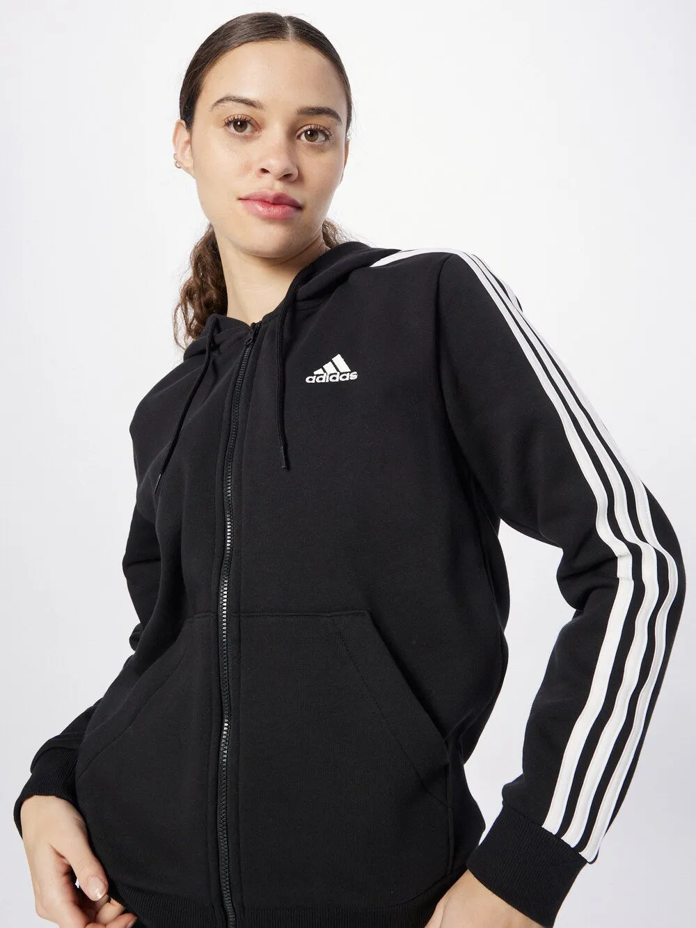 Adidas Essentials Zip Sports Sweatshirt, Black