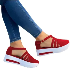 Aniywn Womens Adjustable Buckle Peep Toe Slingback Platform Wedge Sandals Casual Comfortable Beach Sandals Walking Shoes