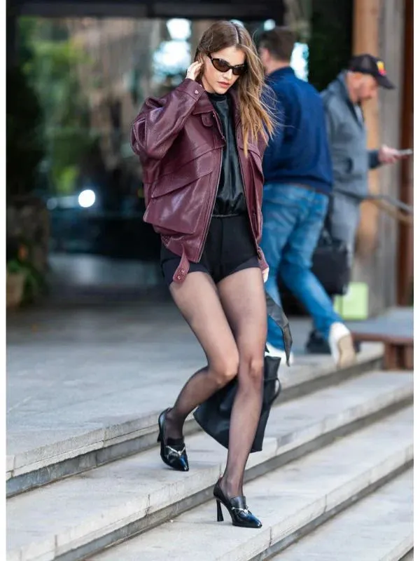Barbara Palvin Leather Jacket