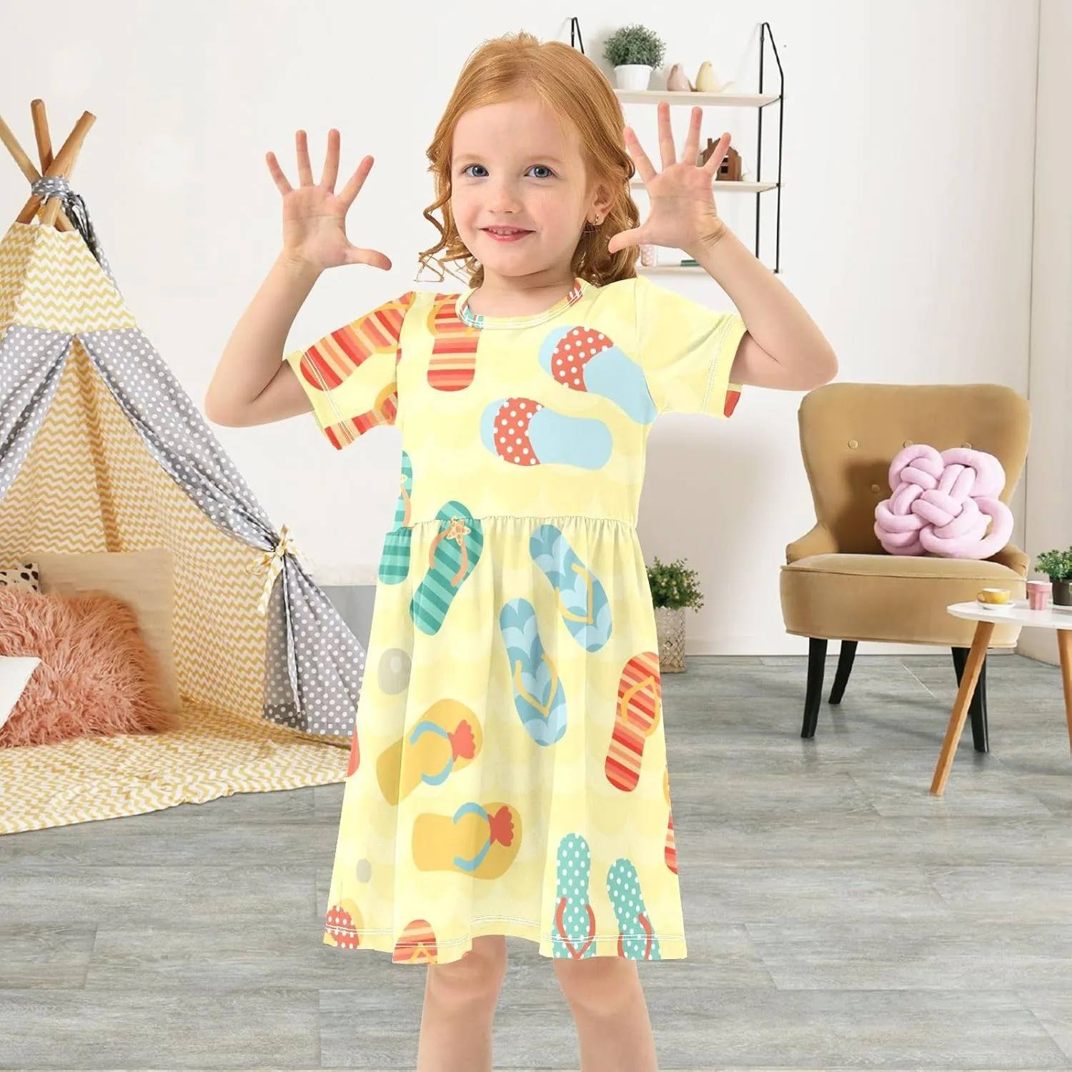 Boccsty Flip Flops Sandals Baby Girls Dress Kids Toddler Sundress Party Summer Dresses 2T