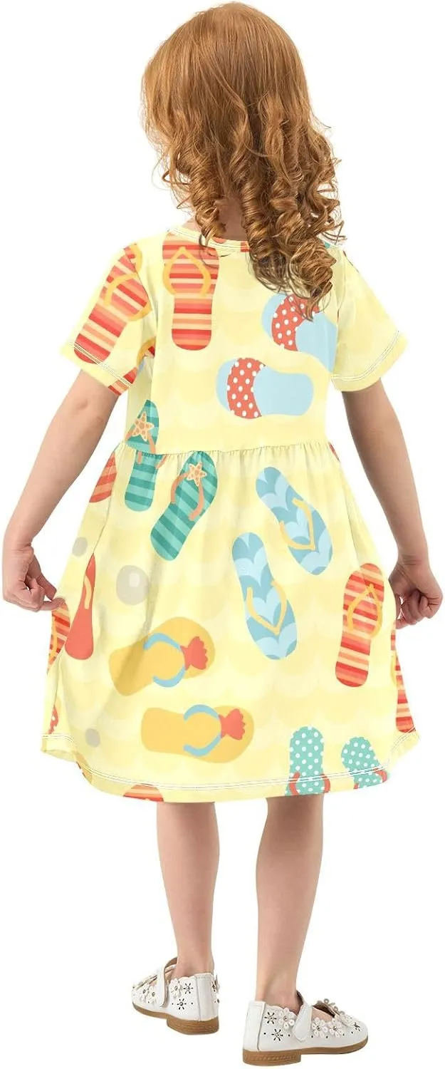 Boccsty Flip Flops Sandals Baby Girls Dress Kids Toddler Sundress Party Summer Dresses 2T