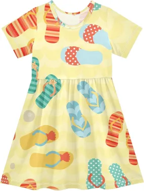Boccsty Flip Flops Sandals Baby Girls Dress Kids Toddler Sundress Party Summer Dresses 2T