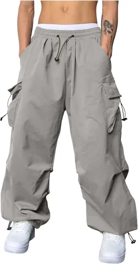 Cargo Joggers Men Loose Fit Wide Leg Casual Joggers Elastic Waist Cargo Work Pants Multi Pockets