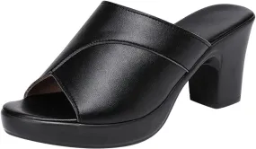 Chunky Sandals Women's Slip On Shoes Platform Mules Open Toe Block Heel Sandal Comfort Croc Sandals