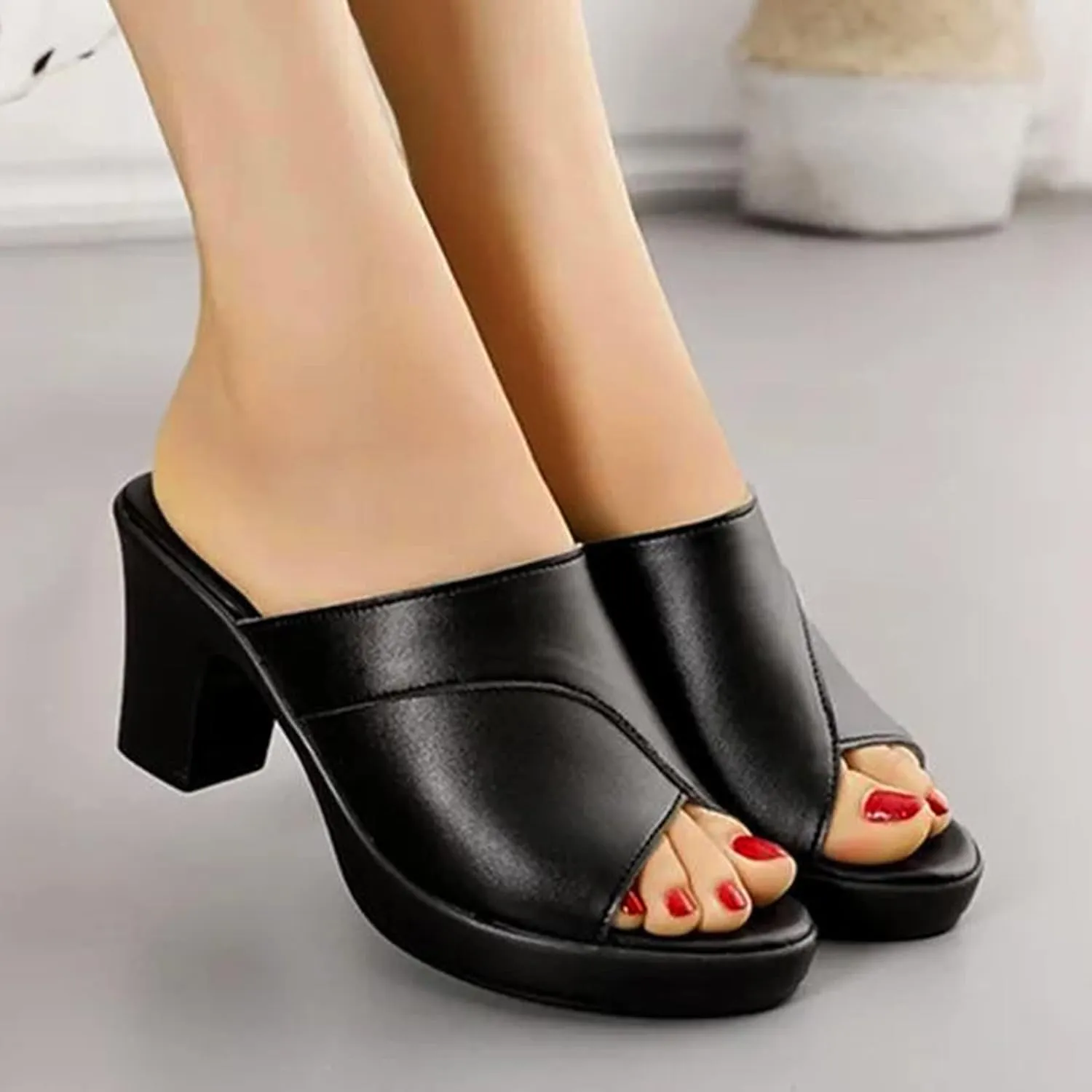 Chunky Sandals Women's Slip On Shoes Platform Mules Open Toe Block Heel Sandal Comfort Croc Sandals