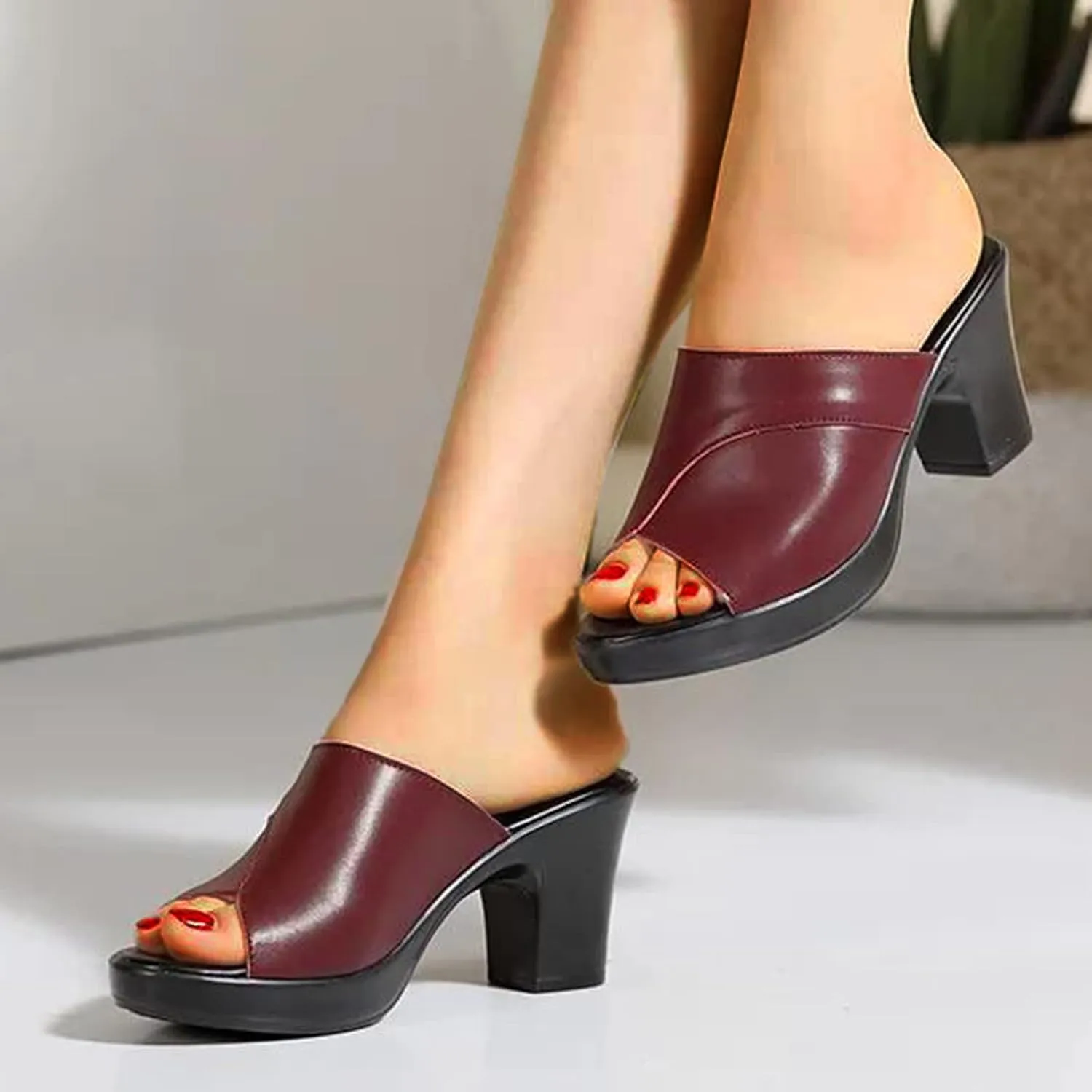 Chunky Sandals Women's Slip On Shoes Platform Mules Open Toe Block Heel Sandal Comfort Croc Sandals