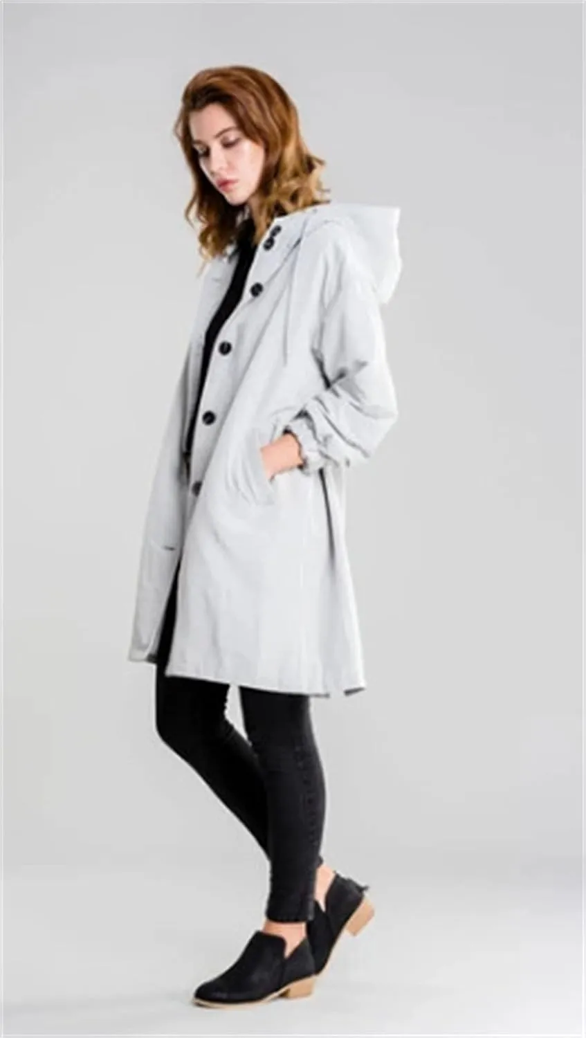 DGHM-JLMY Women's Hooded Waist-Length Windbreaker Windproof Outdoor Waterproof Mid-Length Coat Softshell Long Jacket