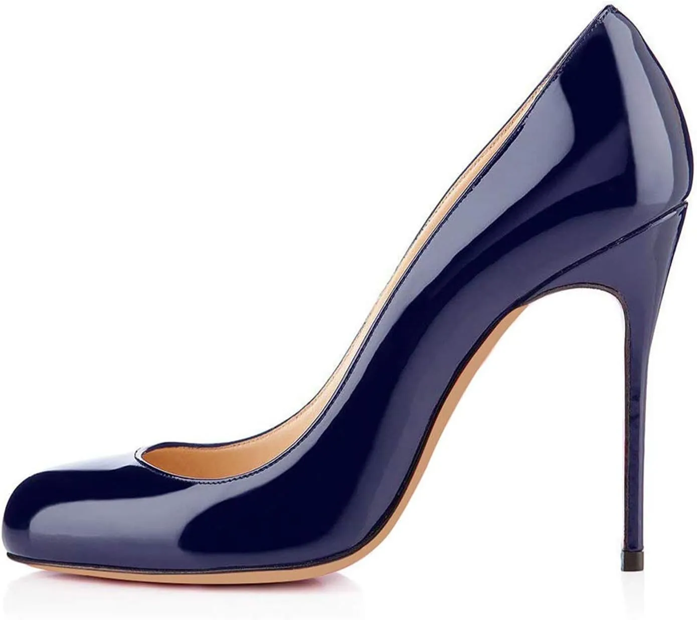 Elegant Women's Fashion Round Toe High Heels, Sweet Large Size Concise Stiletto Pumps for Party, Banquet and Weding,8.5,Dark Blue