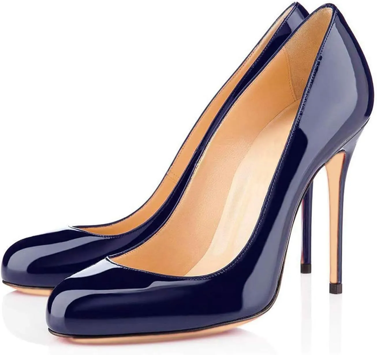Elegant Women's Fashion Round Toe High Heels, Sweet Large Size Concise Stiletto Pumps for Party, Banquet and Weding,8.5,Dark Blue