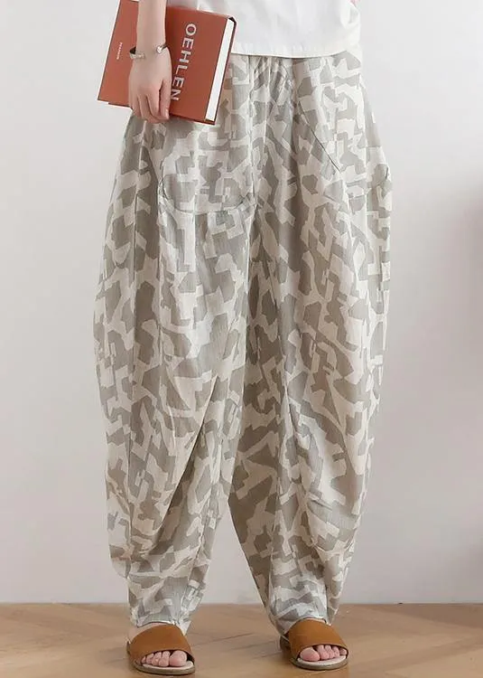Original linen hanging dyed harem pants women loose large size wide legs