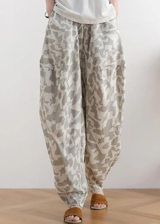 Original linen hanging dyed harem pants women loose large size wide legs