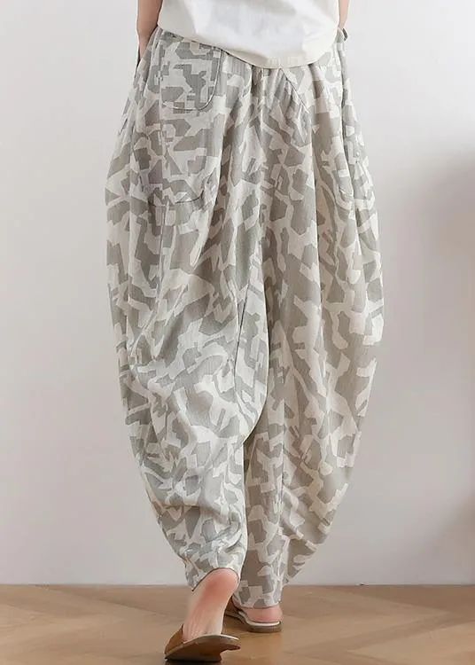 Original linen hanging dyed harem pants women loose large size wide legs