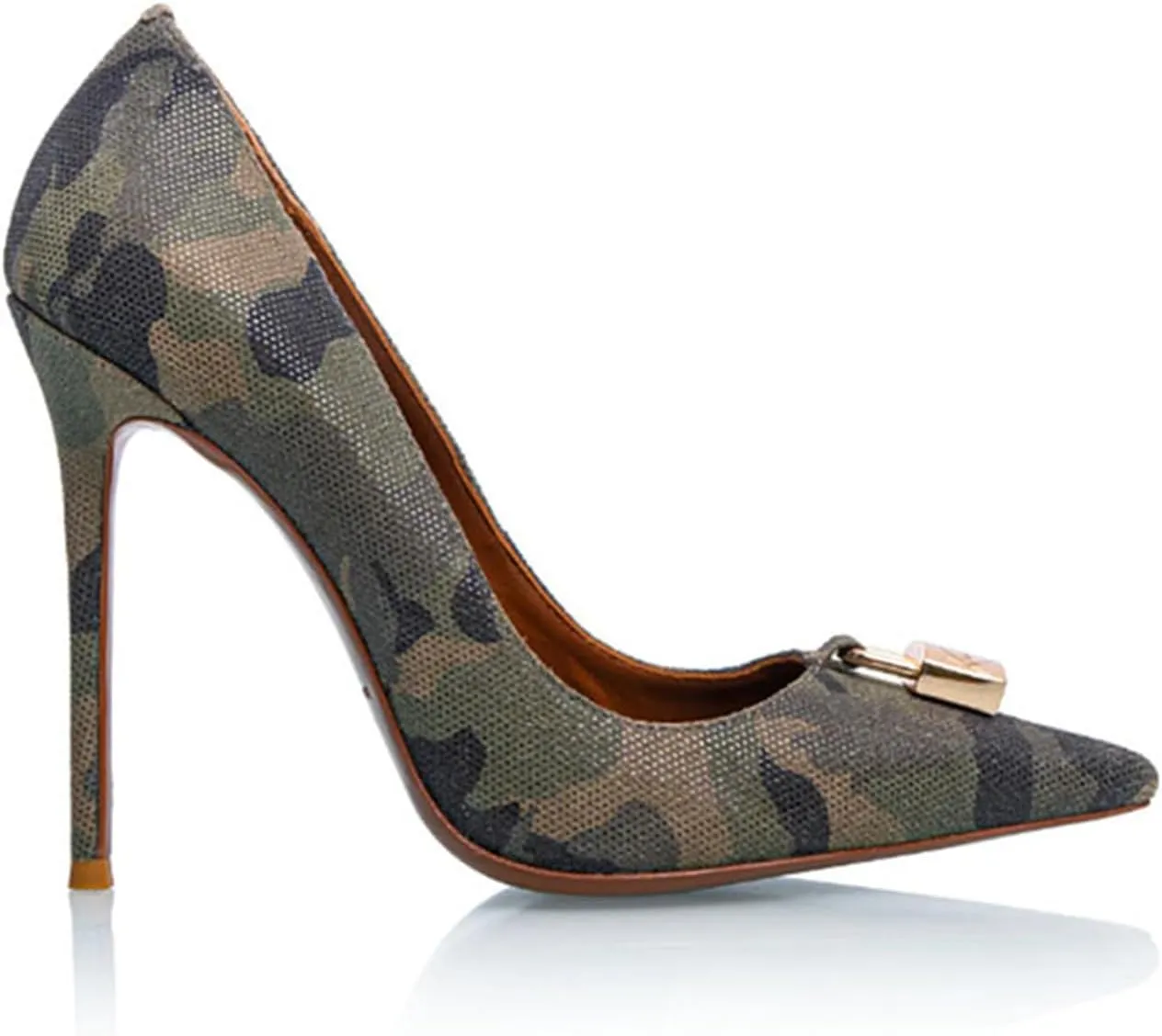 Sexy Camouflage Women's Fashion Stiletto Pumps with Metal Decoration, Sweet Ponited Toe Elegant High Heels for Party, Banquet and Weding,8,Camouflage