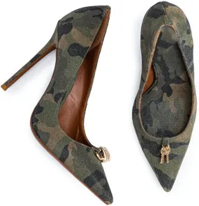 Sexy Camouflage Women's Fashion Stiletto Pumps with Metal Decoration, Sweet Ponited Toe Elegant High Heels for Party, Banquet and Weding,8,Camouflage