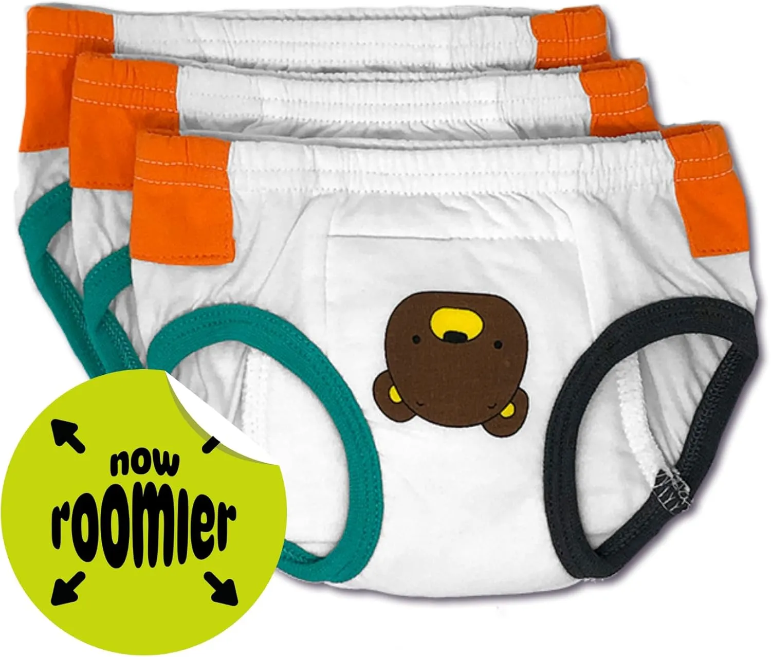 Tiny Trainers ROOMIER Small Unisex Cotton Training Pants for Toddlers, EC or Potty Training – 3-Pack
