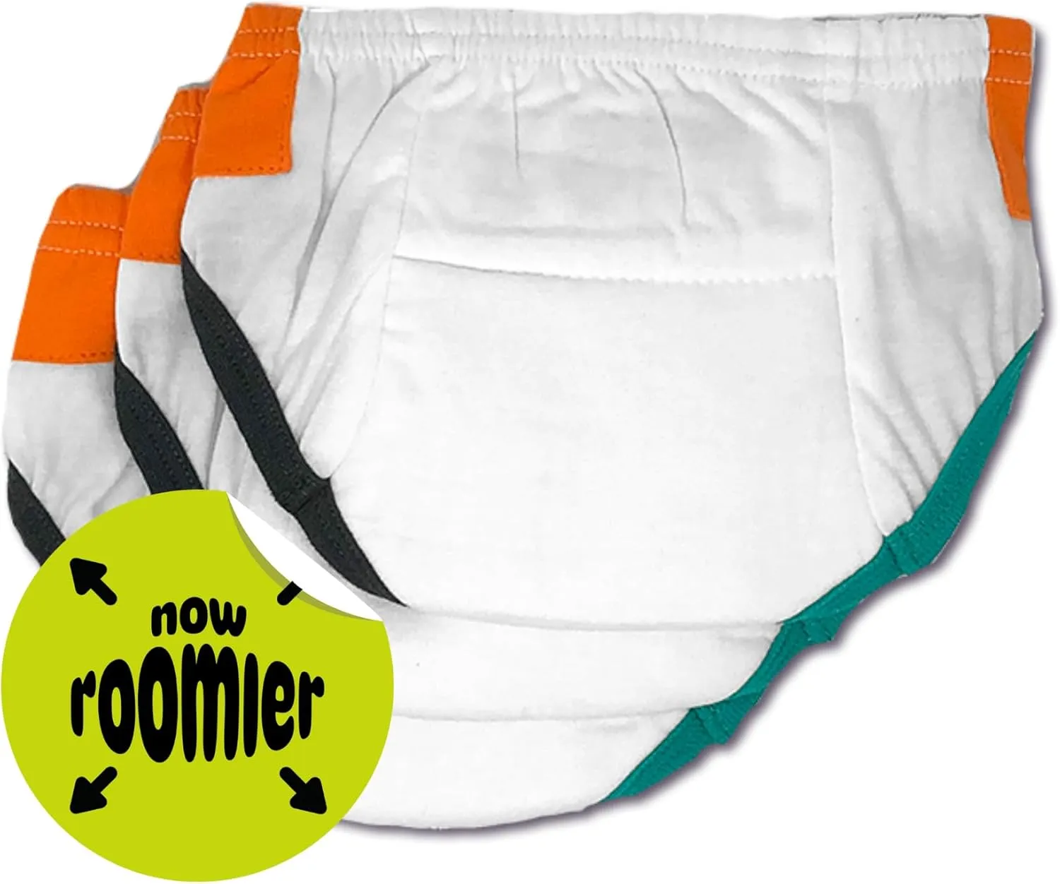 Tiny Trainers ROOMIER Small Unisex Cotton Training Pants for Toddlers, EC or Potty Training – 3-Pack
