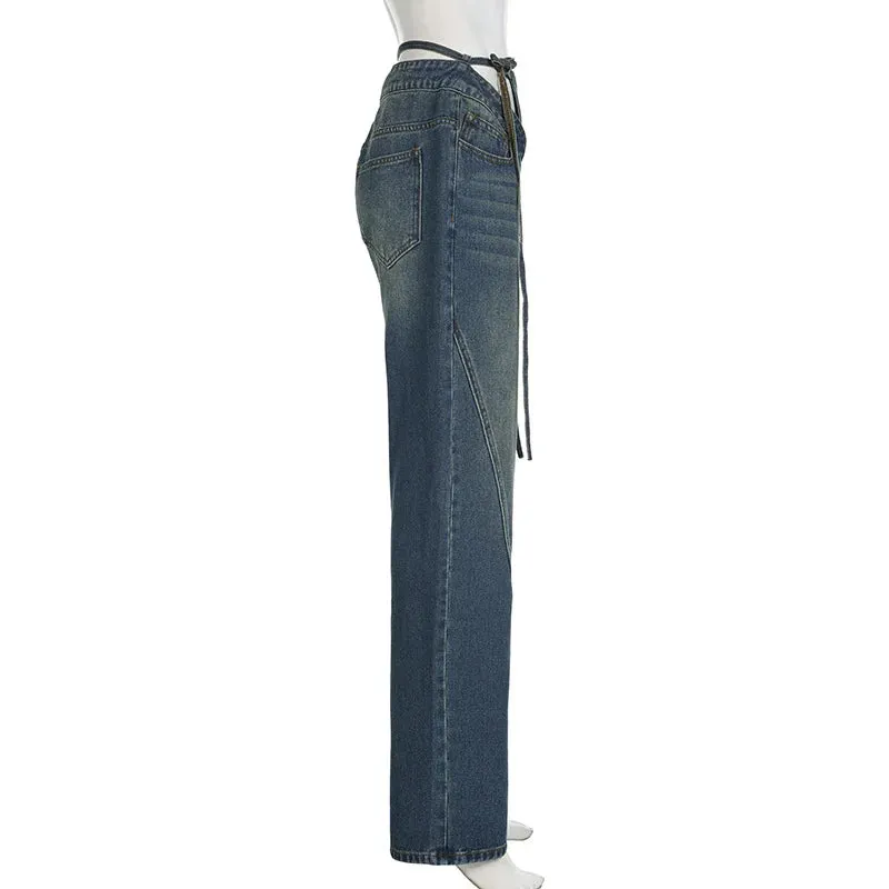 V-strap straight jeans