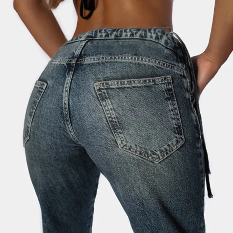 V-strap straight jeans