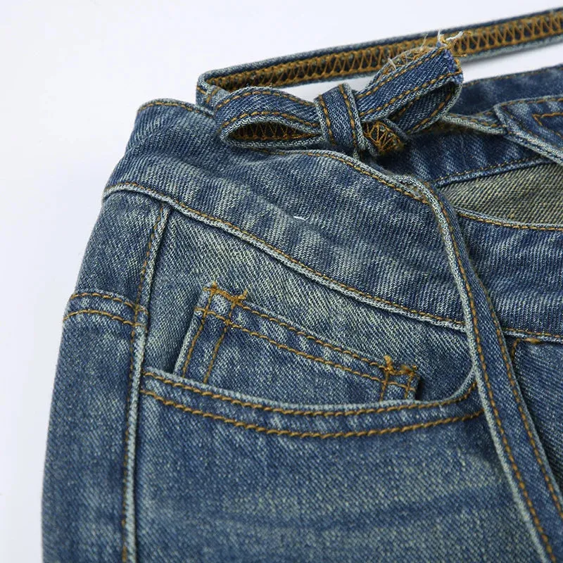 V-strap straight jeans