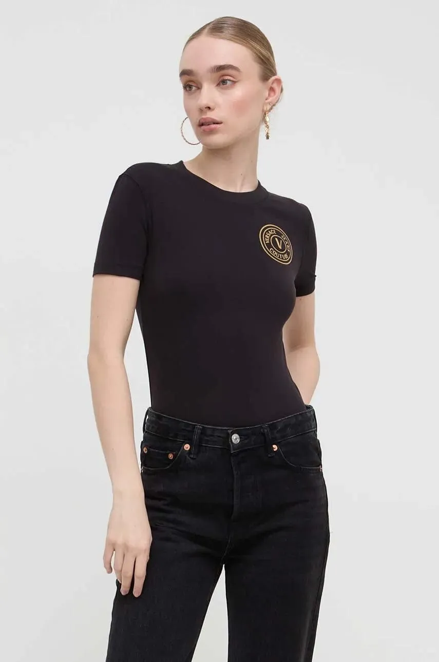Versace Jeans Couture Black Logo Patch T-Shirt – Luxe Everyday Essential-