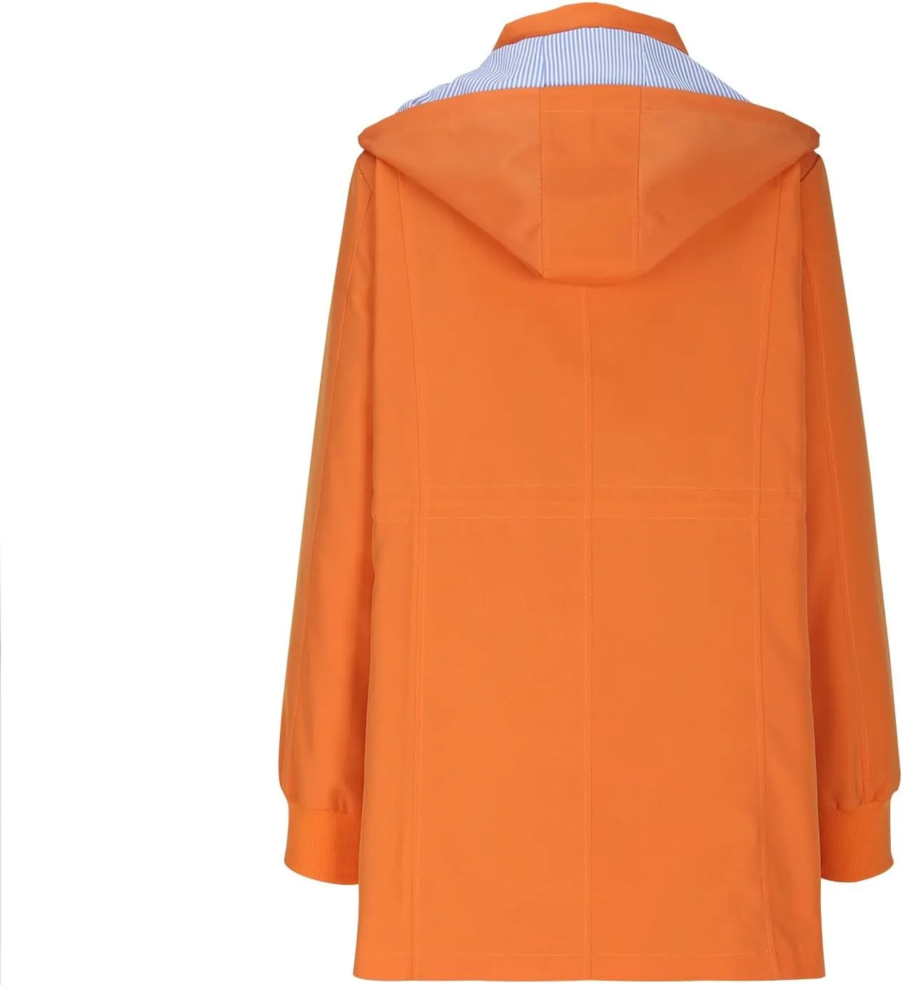 Windbreaker Jacket Women Mid Length Hooded Waterproof Cinch Waist Windproof Raincoat Cuffed Sleeve Rain Jackets