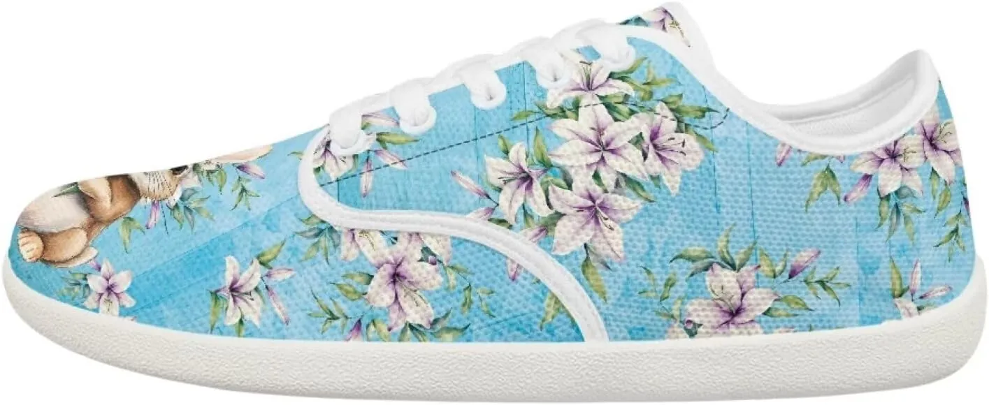 Women's Bunny Work Loafer Lace-Up Tennis Shoes Low Top Running Sneakers Driving Walking Shoe