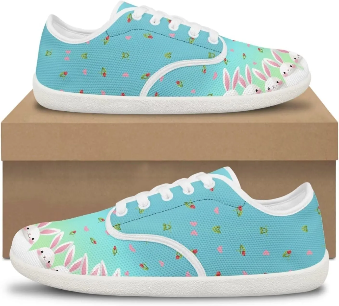 Women's Bunny Work Loafer Lace-Up Tennis Shoes Low Top Running Sneakers Driving Walking Shoe