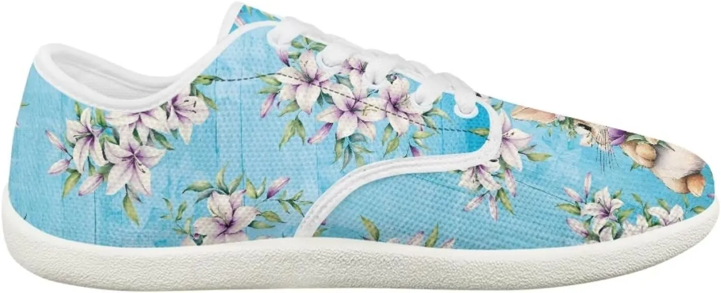 Women's Bunny Work Loafer Lace-Up Tennis Shoes Low Top Running Sneakers Driving Walking Shoe