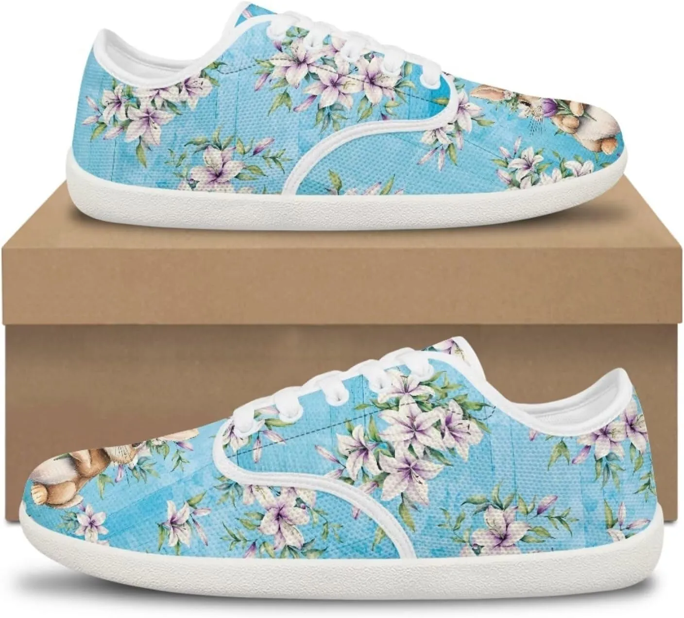 Women's Bunny Work Loafer Lace-Up Tennis Shoes Low Top Running Sneakers Driving Walking Shoe
