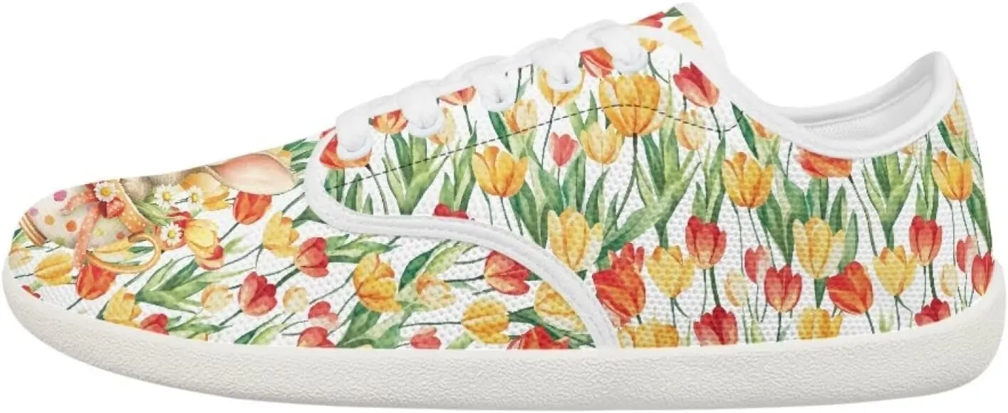 Women's Bunny Work Loafer Lace-Up Tennis Shoes Low Top Running Sneakers Driving Walking Shoe