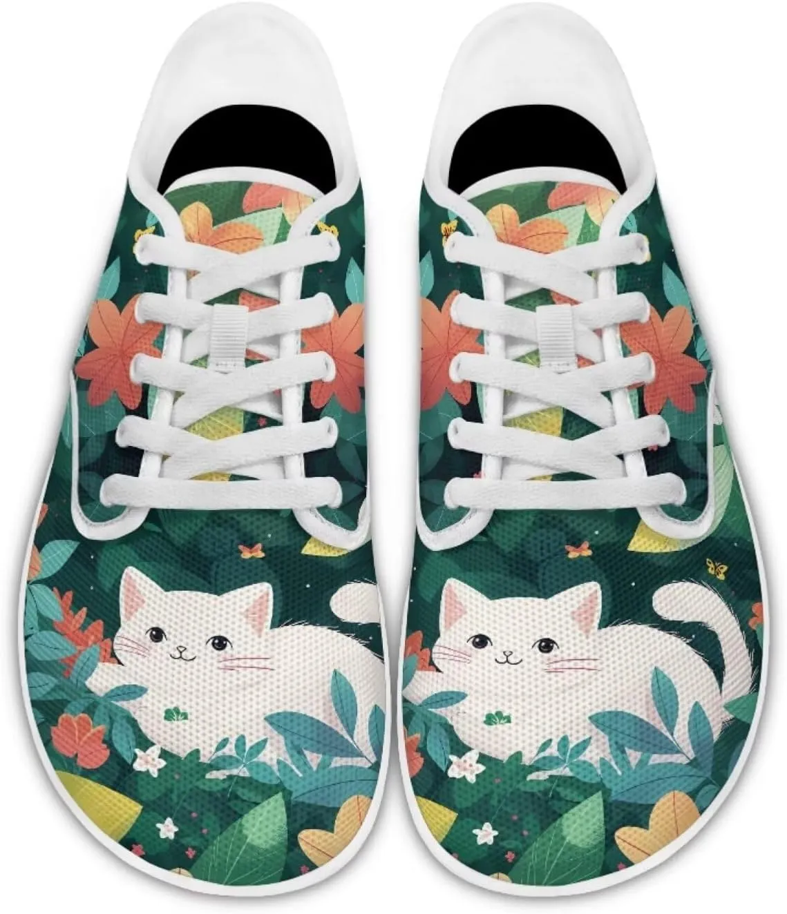 Women's Cat Running Barefoot Sneakers Casual Leisure Driving Loafers Lace-Up Outdoor Walking Shoes