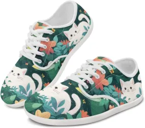 Women's Cat Running Barefoot Sneakers Casual Leisure Driving Loafers Lace-Up Outdoor Walking Shoes