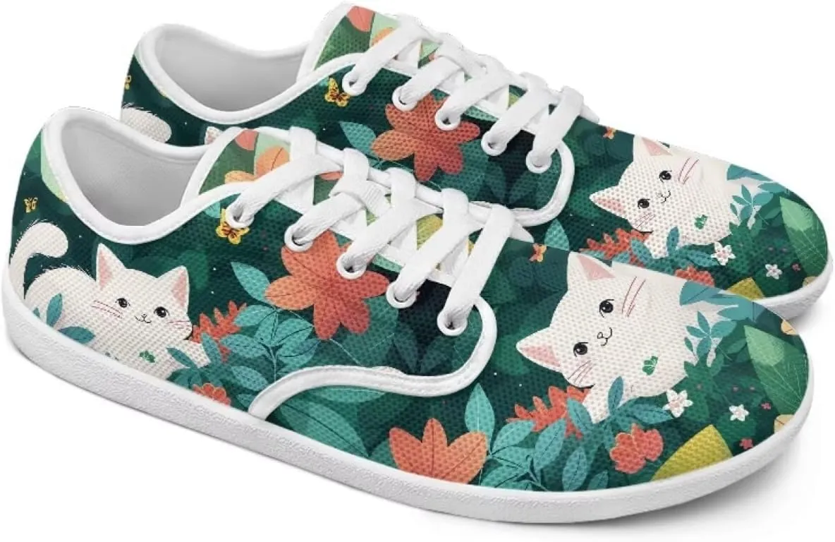 Women's Cat Running Barefoot Sneakers Casual Leisure Driving Loafers Lace-Up Outdoor Walking Shoes