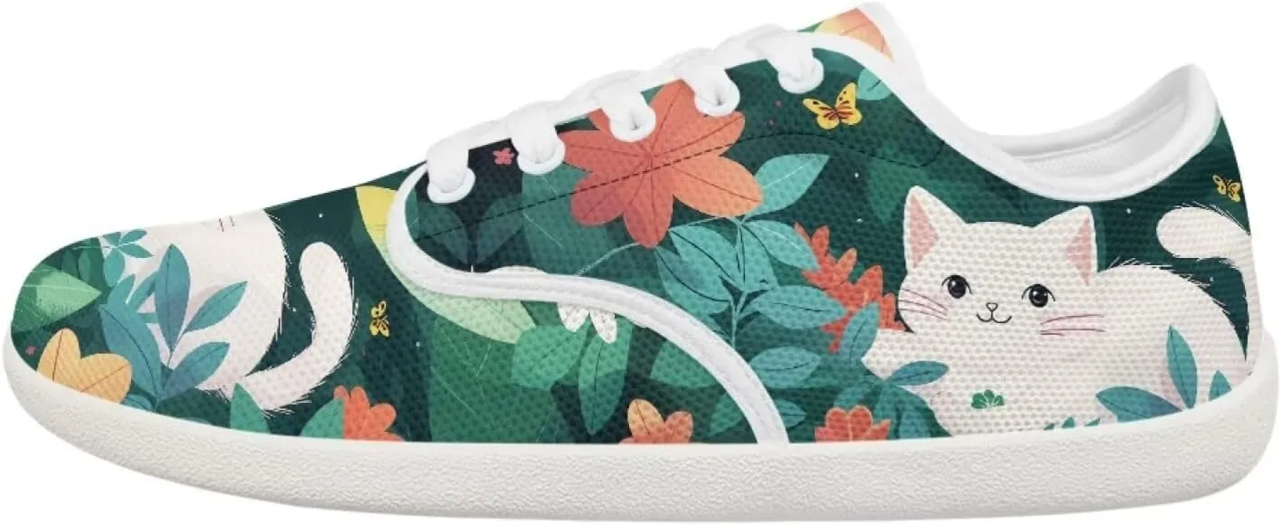 Women's Cat Running Barefoot Sneakers Casual Leisure Driving Loafers Lace-Up Outdoor Walking Shoes