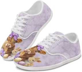 Women's Highland Cattle Running Shoe Leisure Business Loafer Flat Outdoor Walking Platform Sneaker