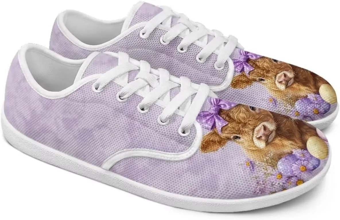 Women's Highland Cattle Running Shoe Leisure Business Loafer Flat Outdoor Walking Platform Sneaker