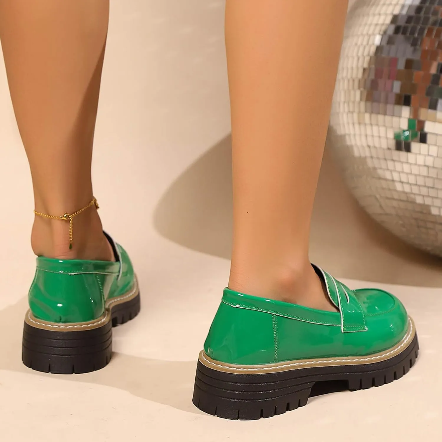 Work Shoes for Women Platform Oxford Shoes Chunky Loafers Comfortable Penny Loafers Dressy Casual Shoes Office Shoes