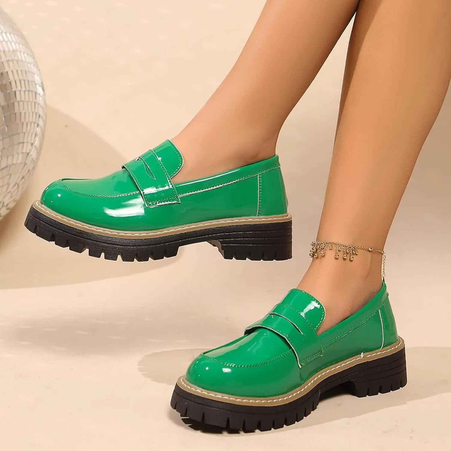 Work Shoes for Women Platform Oxford Shoes Chunky Loafers Comfortable Penny Loafers Dressy Casual Shoes Office Shoes