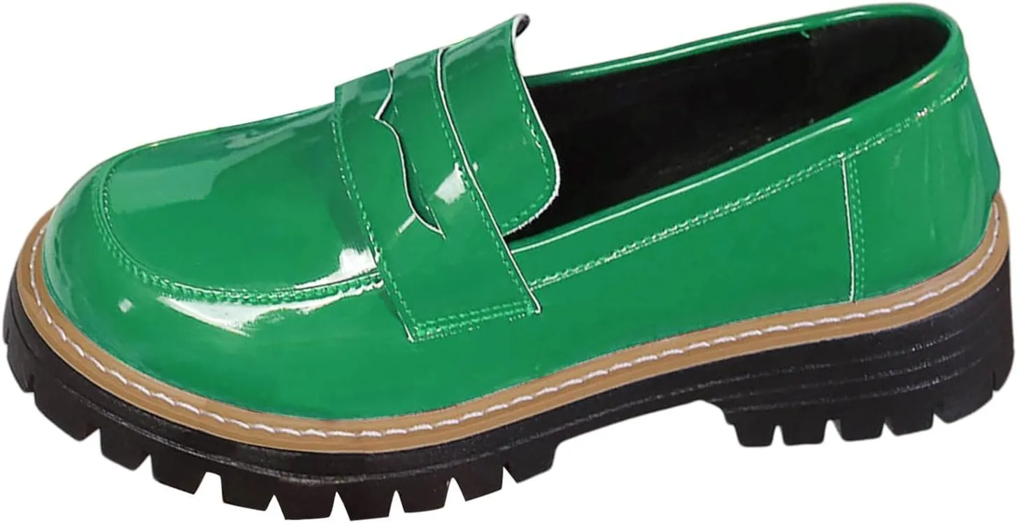 Work Shoes for Women Platform Oxford Shoes Chunky Loafers Comfortable Penny Loafers Dressy Casual Shoes Office Shoes