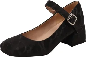 Work Shoes Women Non Slip Mary Jane Closed Toe Chunky Heels Square Toe Dress Shoes T Strap Block Pumps