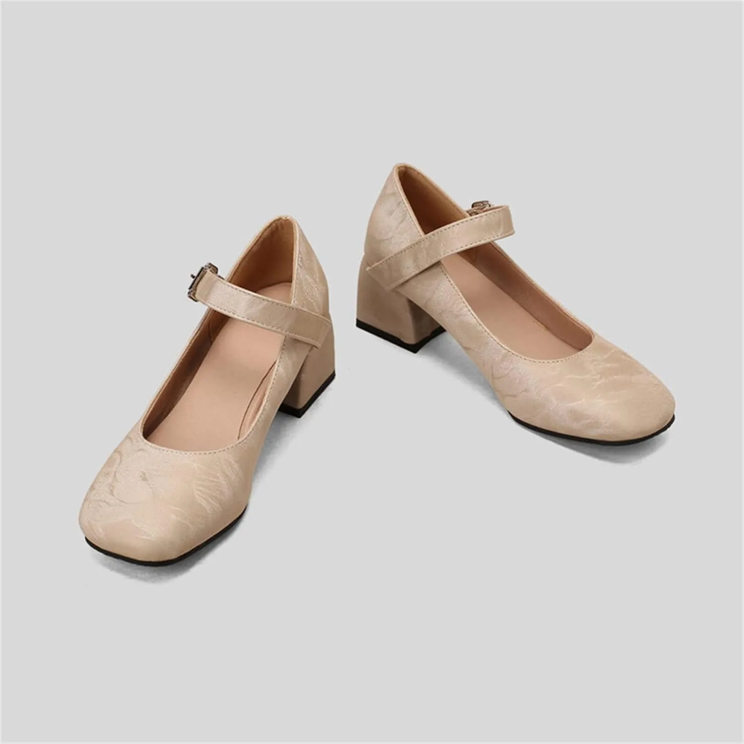 Work Shoes Women Non Slip Mary Jane Closed Toe Chunky Heels Square Toe Dress Shoes T Strap Block Pumps